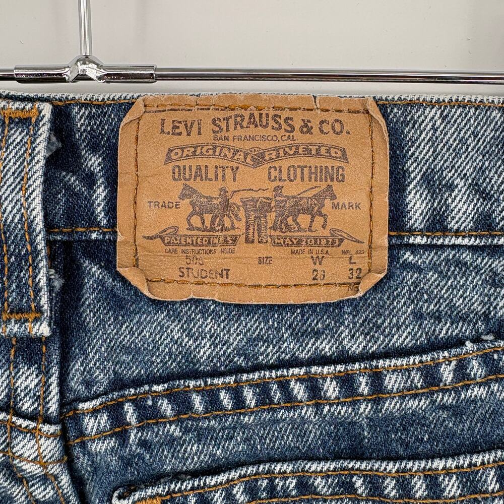 Levis Mens 28x32 505 Student Jeans Blue Acid Wash Vintage 90s Made in USA - Picture 3 of 16